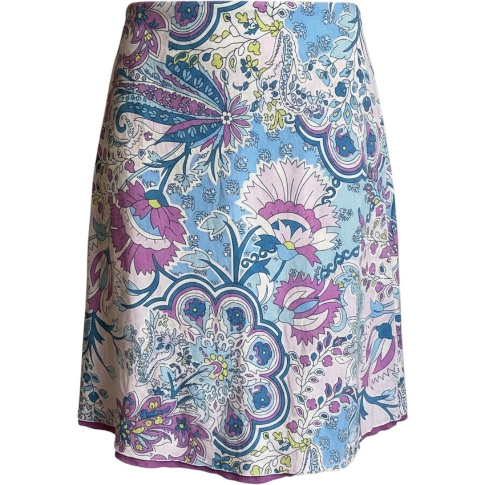 Petite Nine & Company Blue Purple Floral Paisley Cotton fit Casual business chic
